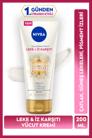 Nivea Luminous630 Anti-Blemish and Scar Body Care Cream 200ml, Anti-Sun Spot and Stretch Marks, Moisturizing