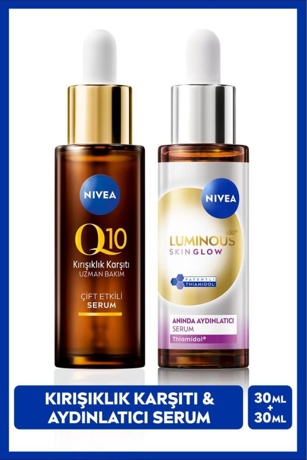 Nivea Luminous630 Skin Glow Instant Brightening Skin Care Serum 30ml and Q10 Anti-Wrinkle Serum 30ml