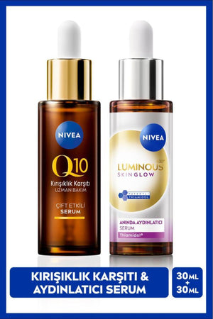 Nivea Luminous630 Skin Glow Instant Brightening Skin Care Serum 30ml and Q10 Anti-Wrinkle Serum 30ml