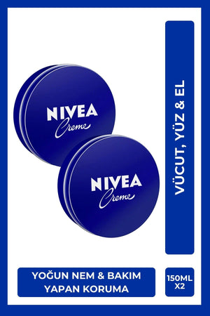 Nivea Creme 150ml, Intensive Moisturizer, Caring Protection, Eucerit, Soft Skin, Hand Face Body, X2 Pieces