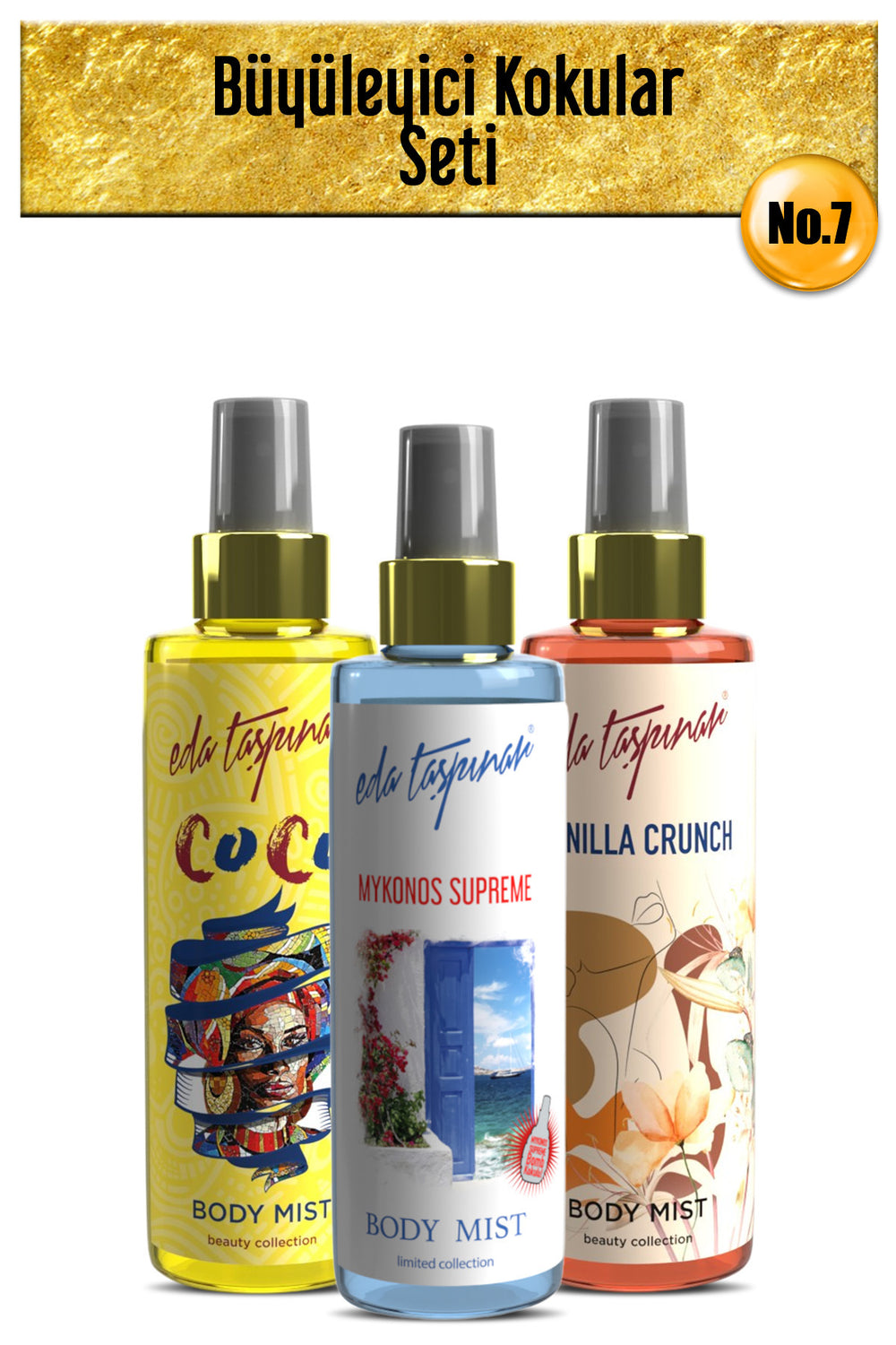 Fascinating Fragrances Seti.no.7 Vanilla Vanilla & Mykonos & Coco Body Mist 200 ml (EGX62-EGY0019-EGX26)