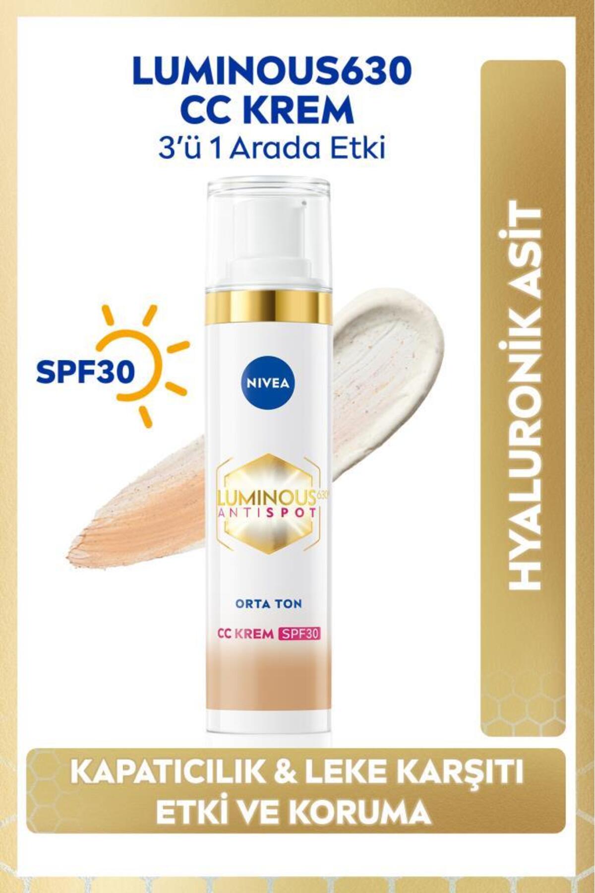 Nivea Luminous630 Anti-Dark Spot CC Face Cream 40ml, SPF30 Sunscreen, Hyaluronic Acid, Mid Tone