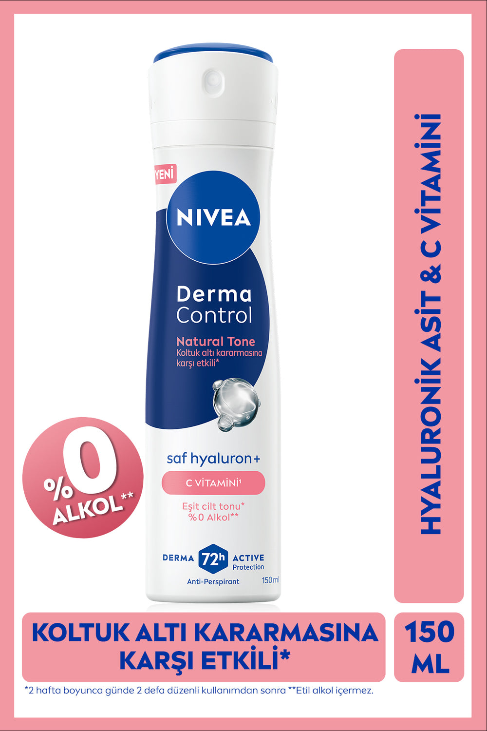 Nivea Women's Spray Deodorant Derma Control Natural Tone 150ml, Against Armpit Darkening, Vitamin C