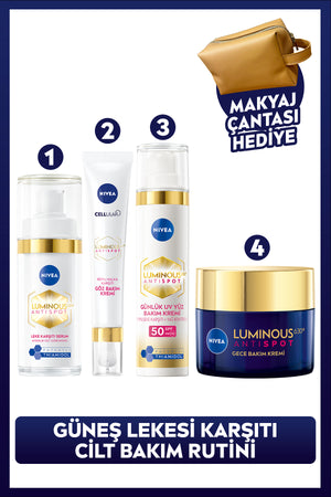 Nivea Luminous630 Anti-Blemish Care, Skin Serum, Eye, Day and Night Cream, Dowry Set with Makeup Bag