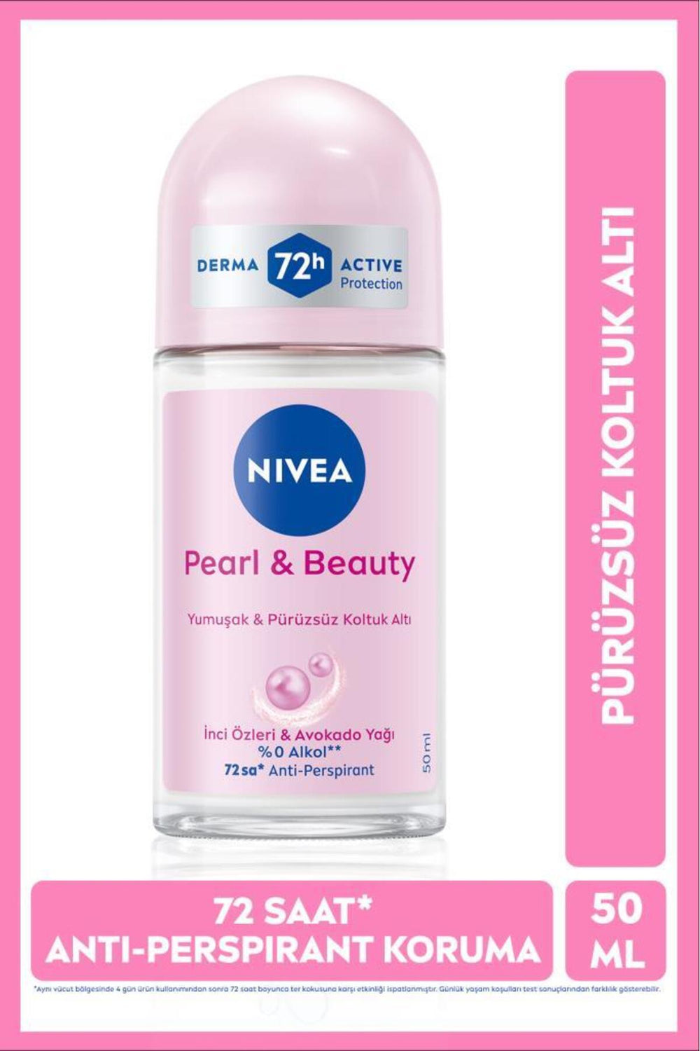 Nivea Women's Roll-on Deodorant Pearl&Beauty 50ml, 72 Hours Anti-perspirant Protection, Alcohol-free, Floral Fragrance