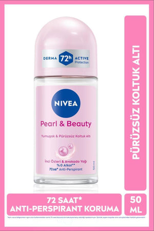 Nivea Women's Roll-on Deodorant Pearl&Beauty 50ml, 72 Hours Anti-perspirant Protection, Alcohol-free, Floral Fragrance