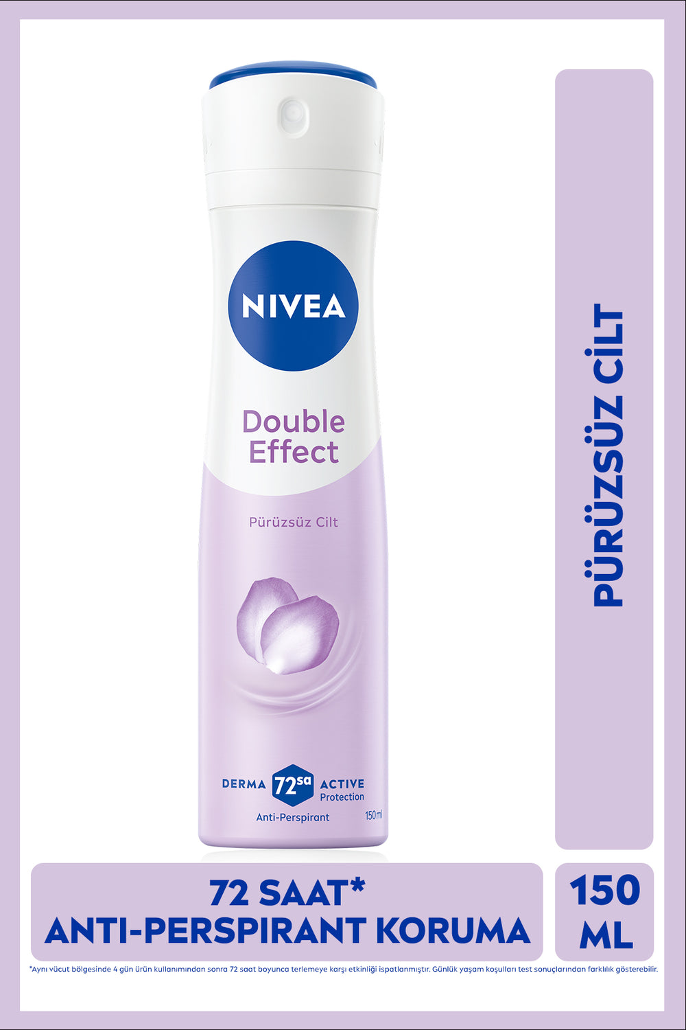 Nivea Women's Spray Deodorant Double Effect 150ml, 72 Hours Anti-perspirant Sweat Protection, Smooth Underarm