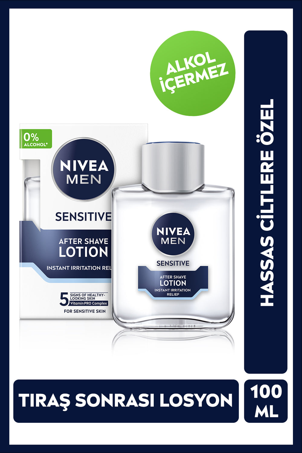 Nivea MEN Men's Sensitive Skin After Shave Lotion 100ml, Alcohol-Free, Anti-Irritation, Soothing
