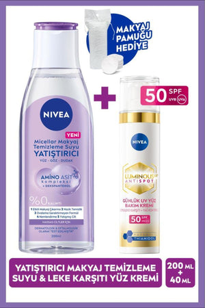 Nivea Soothing and Anti-Blemish Care Routine, Micellar Make-up Cleansing Water and Luminous630 Day Cream