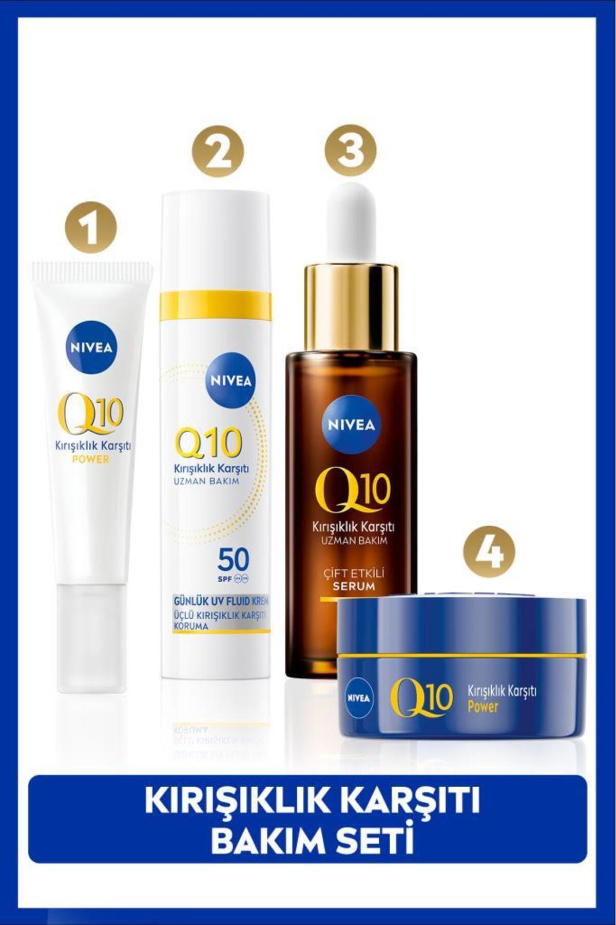 Nivea Q10 SPF50 Sunscreen Face Care Cream 40ml, Anti-Wrinkle Serum 30ml, Eye Cream and Night Cream