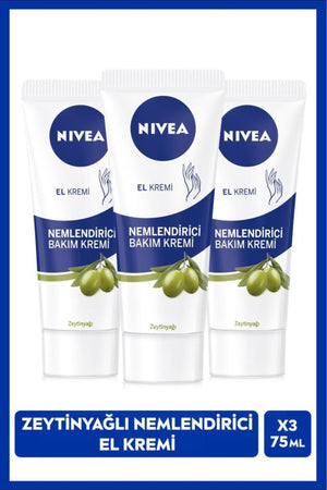 Nivea Olive Oil Moisturizing Hand Care Cream 75ml, Doesn't Leave a Sticky Feeling, Soft Skin Feeling, X3 Pieces