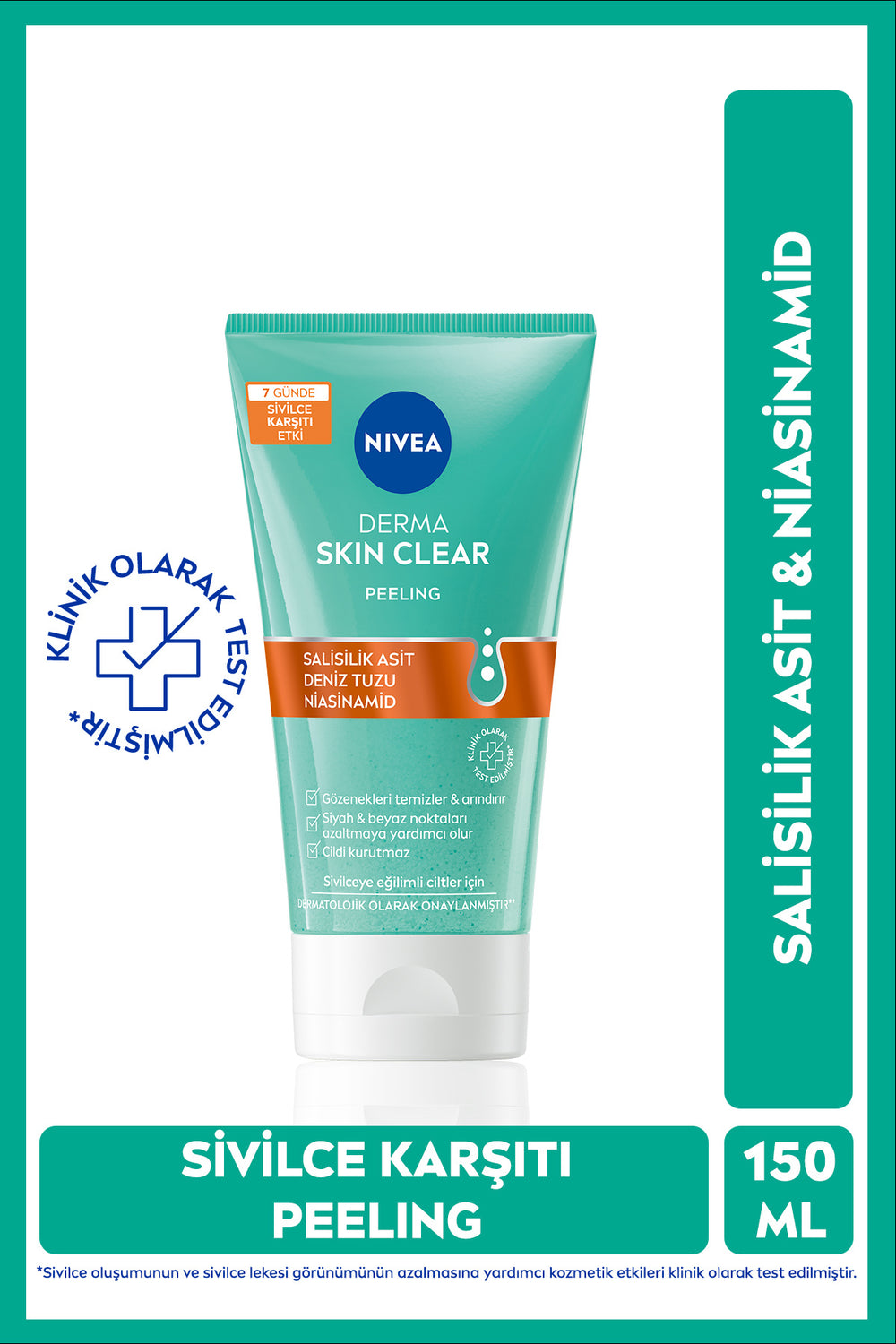 Nivea Derma Skin Clear Anti-Acne Facial Cleanser Peeling 150ml, Purifying, Salicylic Acid