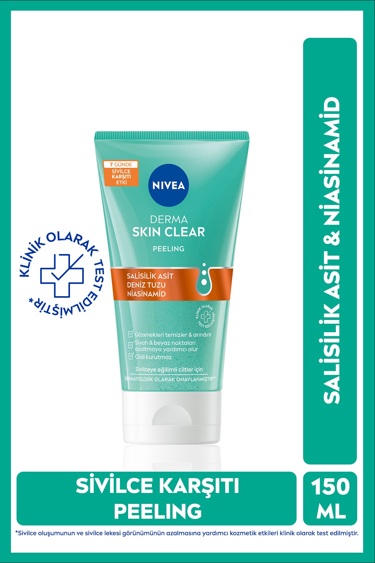 Nivea Derma Skin Clear Anti-Acne Facial Cleanser Peeling 150ml, Purifying, Salicylic Acid