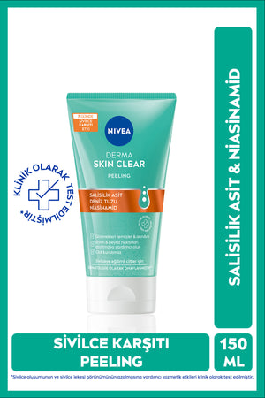 Nivea Derma Skin Clear Anti-Acne Facial Cleanser Peeling 150ml, Purifying, Salicylic Acid