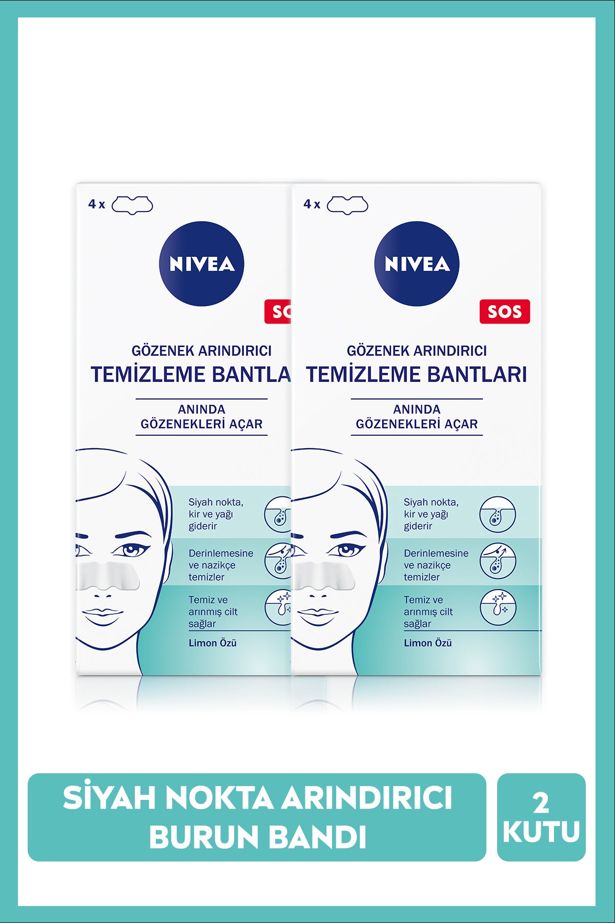 Nivea Blackhead Remover Nose T-Strip, Pore Purifying, Deep Cleansing, Lemon Extract, X2Pcs