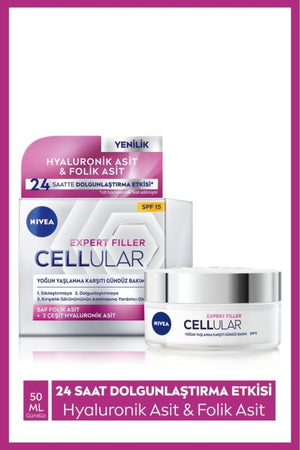 Nivea Cellular Expert Filler Intensive Anti-Aging Day Care Face Cream 50ml, Spf15, Hyaluronic Acid