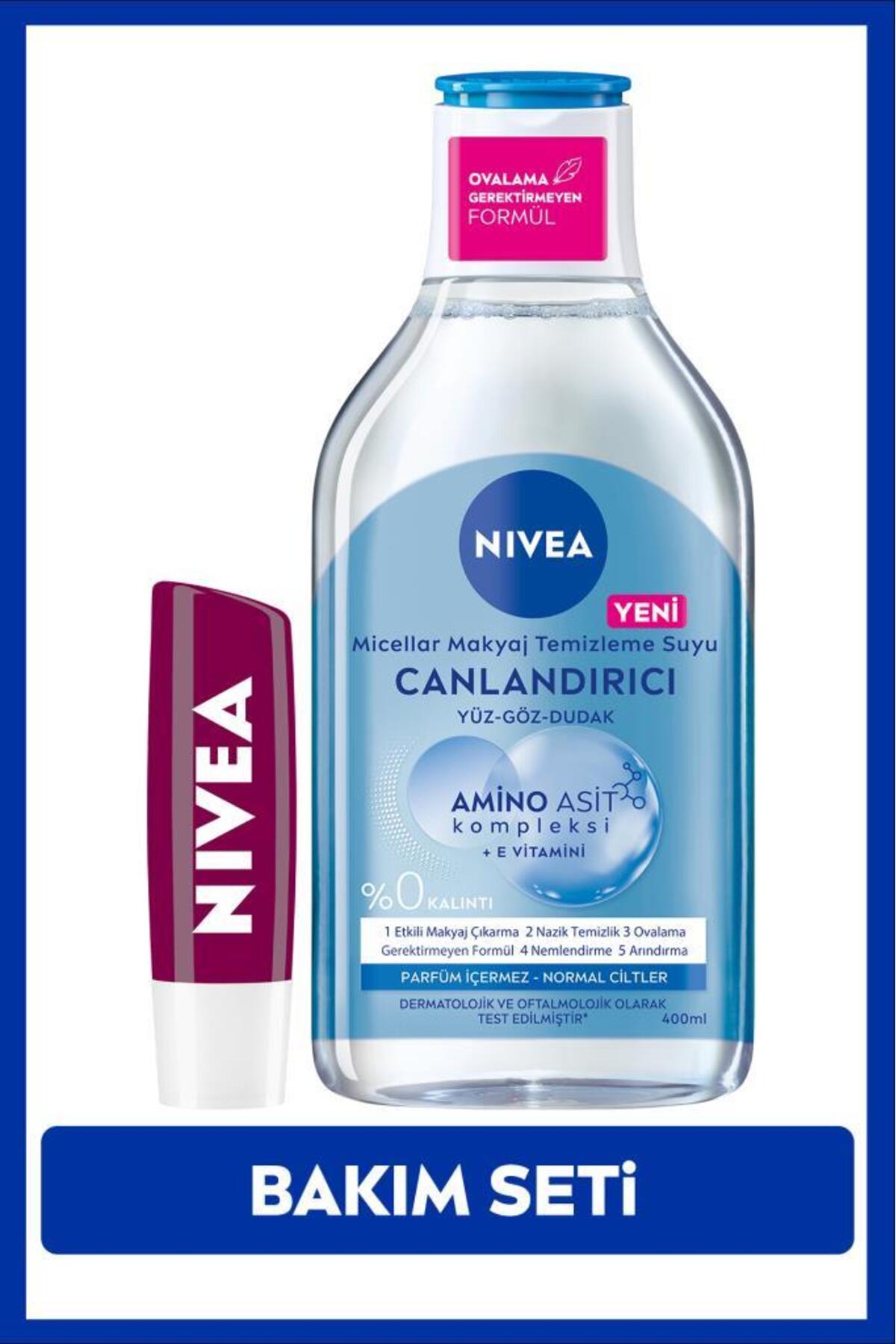 Nivea Revitalizing Micellar Make-up Cleansing Water 400ml and Blackberry Colored Moisturizing Lip Care Cream