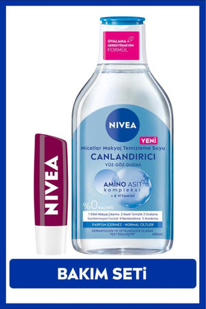 Nivea Revitalizing Micellar Make-up Cleansing Water 400ml and Blackberry Colored Moisturizing Lip Care Cream
