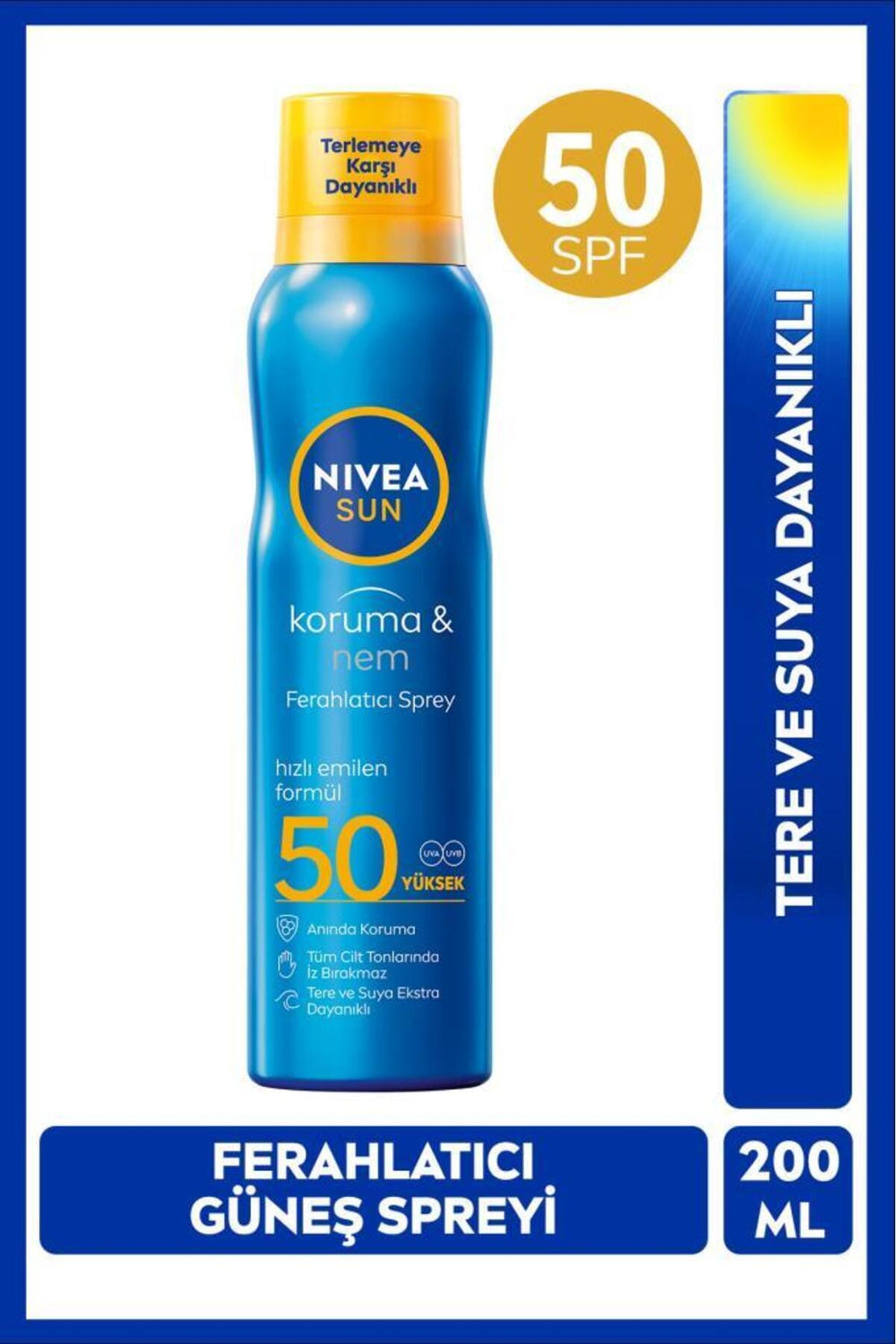 Nivea SUN SPF50 Sunscreen and Refreshing Body Spray 200ml, Sweat and Water Resistant, Fast Absorbed