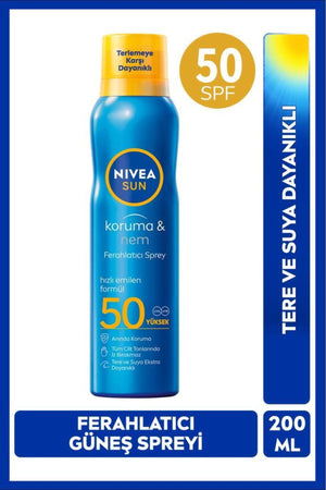 Nivea SUN SPF50 Sunscreen and Refreshing Body Spray 200ml, Sweat and Water Resistant, Fast Absorbed