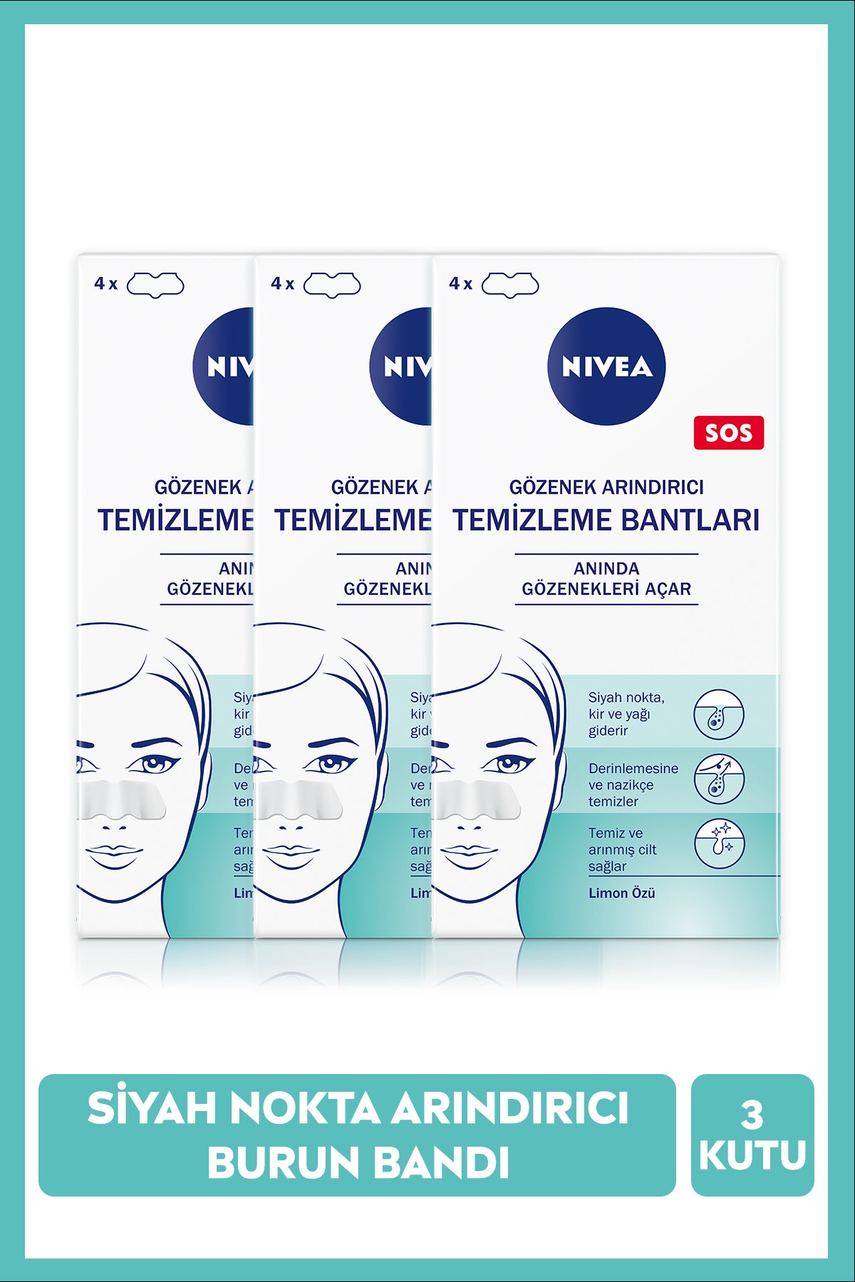 Nivea Pore Purifying Cleansing Strips, Purifies Blackheads, Deep Cleansing, X3 Pieces