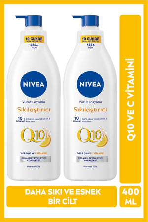 Nivea Q10 Firming Body Lotion 400ml, Vitamin C, Moisturizing, Collagen Stimulating Complex,X2Pcs