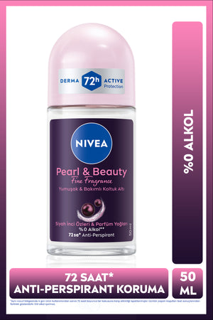 Nivea Women's Roll-on Deodorant Pearl&beauty Fine Fragrance 50ml, 72 Hours Anti-perspirant Sweat Protection