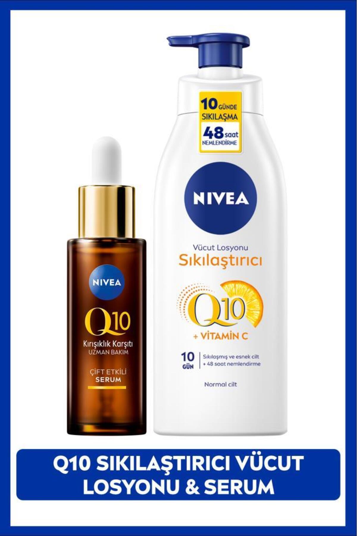 Nivea Q10 Anti-Wrinkle Double Effect Skin Serum 30ml, Firming Moisturizing Body Lotion 400ml