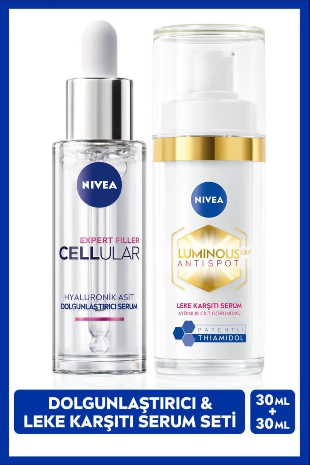 Nivea Luminous630 Thiamidol Anti-Blemish Skin Serum 30ml and Cellular Expert Filler Moisturizing Serum 30ml