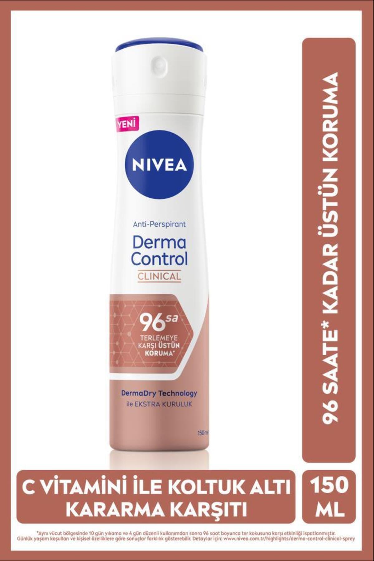 Nivea Women's Spray Deodorant Derma Control Clinical 150ml, Anti-Armpit Darkening with Vitamin C
