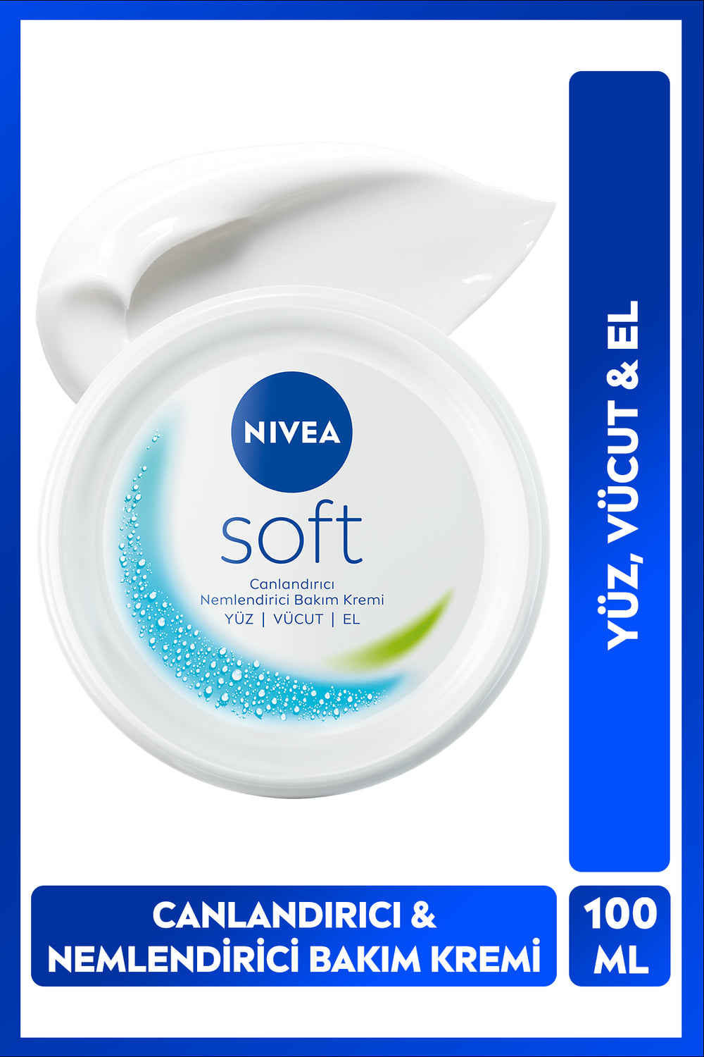 Nivea Soft Moisturizing Hand Face and Body Care Cream 100ml, Jojoba Oil, Vitamin E, Soft Skin Feeling