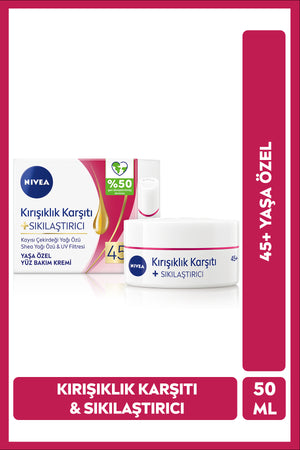 Nivea Anti-Wrinkle Face Care Cream 50ml, Firming, Crow's Feet Wrinkle Remover, Special for Ages 45