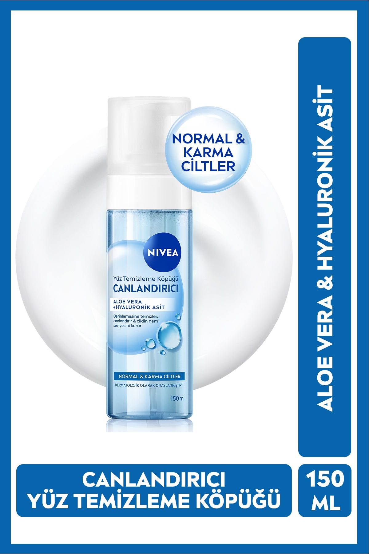 Nivea Revitalizing Facial Cleansing Foam 150ml, Combination Normal Skin, Aloe Vera, Hyaluronic Acid, Refreshing