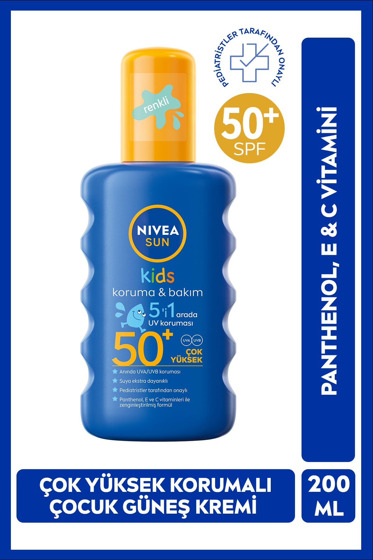 Nivea SUN SPF50+ High Sun Protection Body Spray for Kids 200ml, Water Resistant, Vitamin E&C