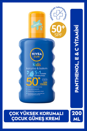 Nivea SUN SPF50+ High Sun Protection Body Spray for Kids 200ml, Water Resistant, Vitamin E&C