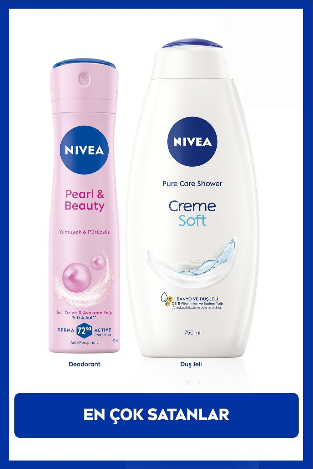 Nivea Women's Spray Deodorant Pearl&Beauty 150ml and Creme Soft Creamy Touch Shower Gel 750ml, Care Set