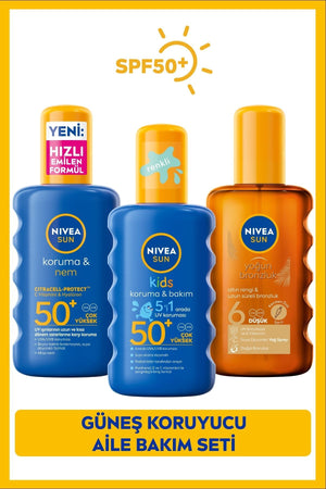 Nivea SUN SPF50+ Sunscreen Body Spray and Bronzing Oil for Children and Adults, Summer Set