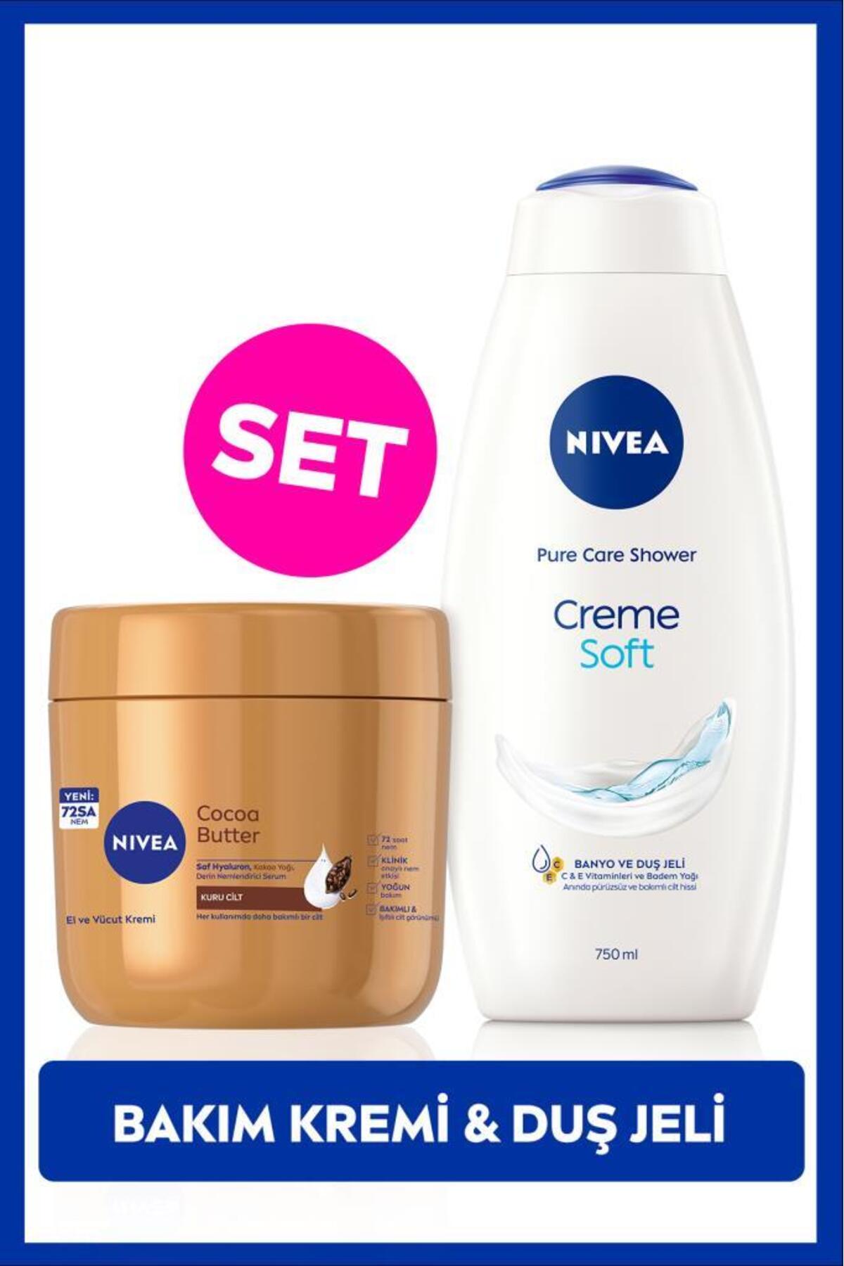 Nivea Creme Soft Creamy Touch Shower Gel 750ml and Cocoa Butter Moisturizing Body Care Cream 400ml