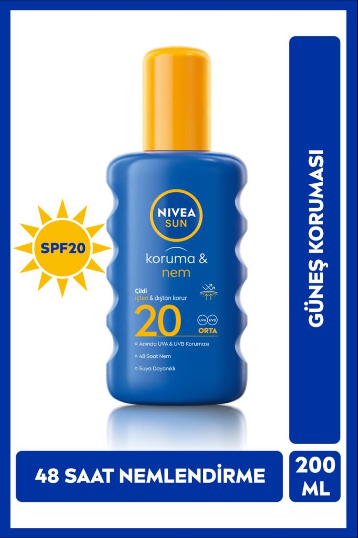 Nivea SUN SPF20 Sun Protection and MoistureBody Spray, Instant Protection, 48 Hour Moisturizer