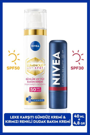 Nivea Luminous630 Thiamidol Effective Anti-Blemish Day Cream 40ml and Red Lip Care Cream 4,8gr