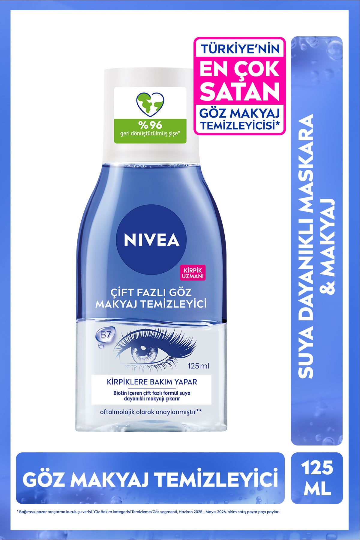 Nivea Dual Phase Eye Makeup Remover 125 ml, Biotin, Eyelash Care, Waterproof Mascara and Makeup