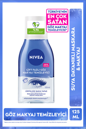 Nivea Dual Phase Eye Makeup Remover 125 ml, Biotin, Eyelash Care, Waterproof Mascara and Makeup