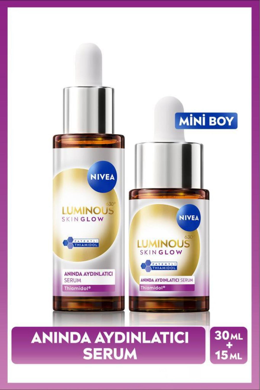 Nivea Luminous630 Skin Glow Instant Brightening Skin Care Serum 30ml + 15ml, Even Skin Tone, Niacinamide