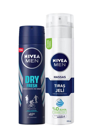 Nivea Dry Fresh Men's Deosprey 150ml Shaving Gel 200 ml for Sensitive Skin