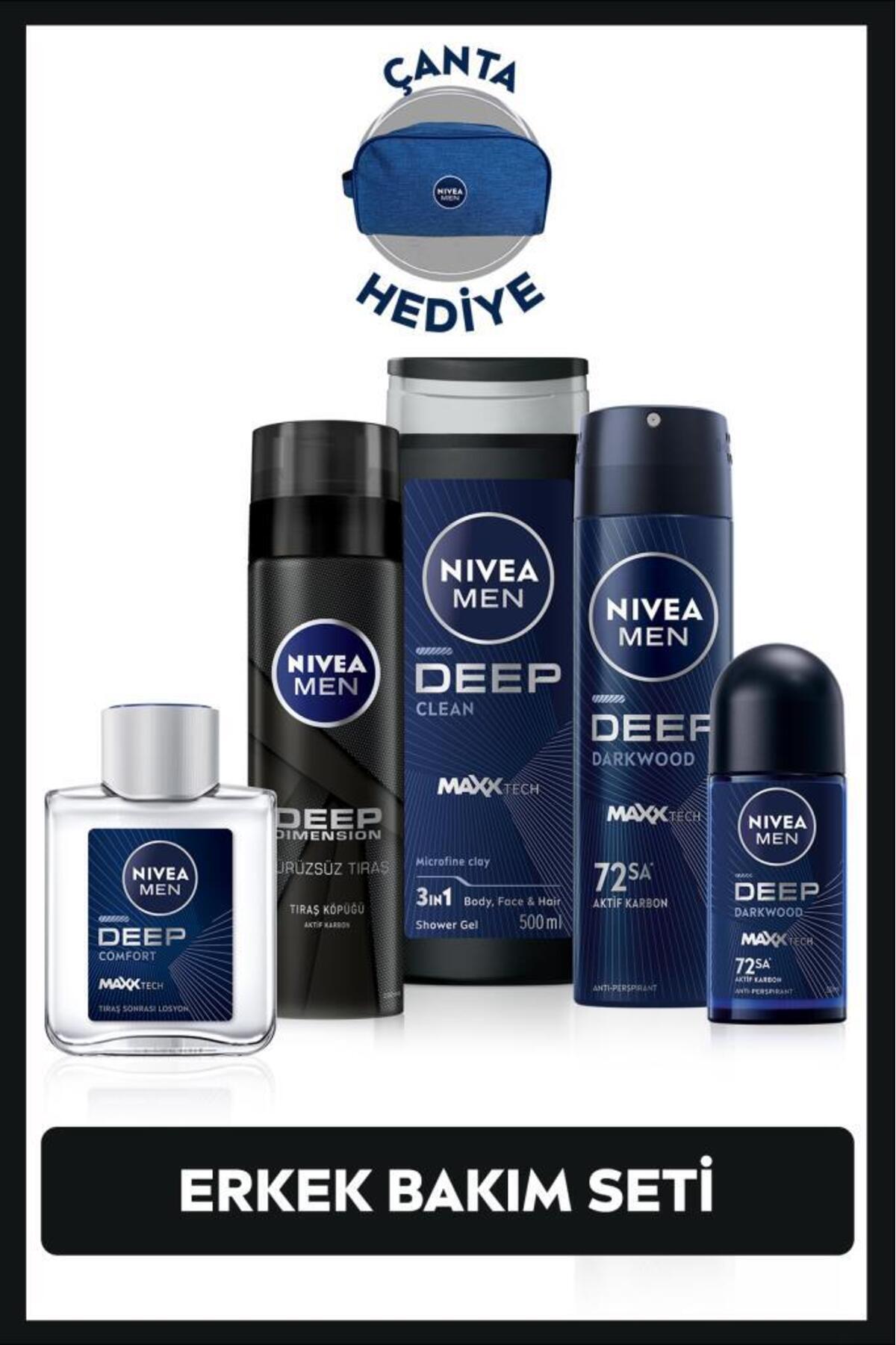 Nivea MEN Men's Groom Dowry Set, Shower Gel, Deodorant 150 ml, Roll-on, Shaving Foam, Lotion and Bag Gift