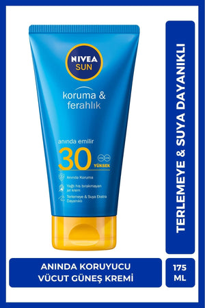 Nivea SUN SPF30 High Sunscreen and Refreshing Cream 175ml, Sweat and Water Resistant, Instant Protection