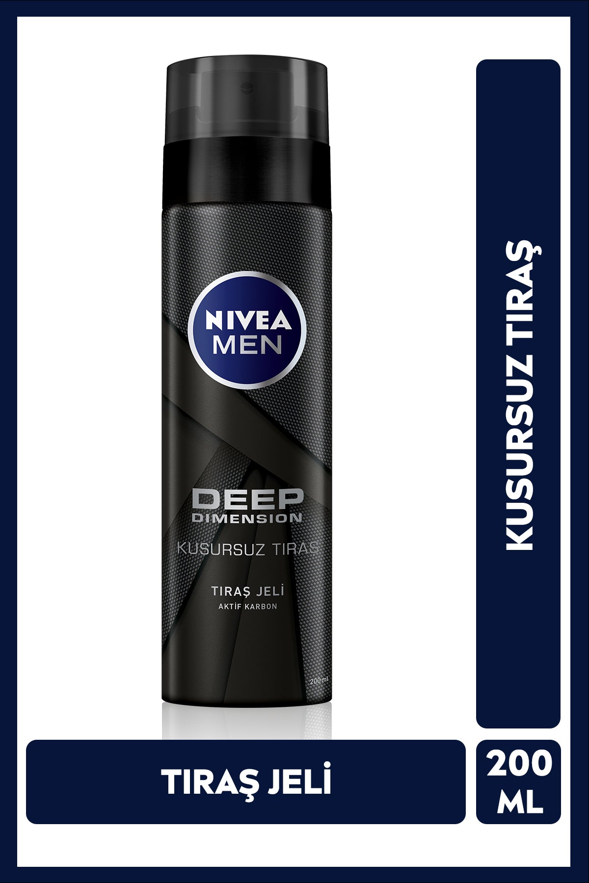 Nivea MEN Men's Shaving Gel Deep Dimension Activated Carbon 200ml, Perfect and Slippery Shave, Beard Cleaner