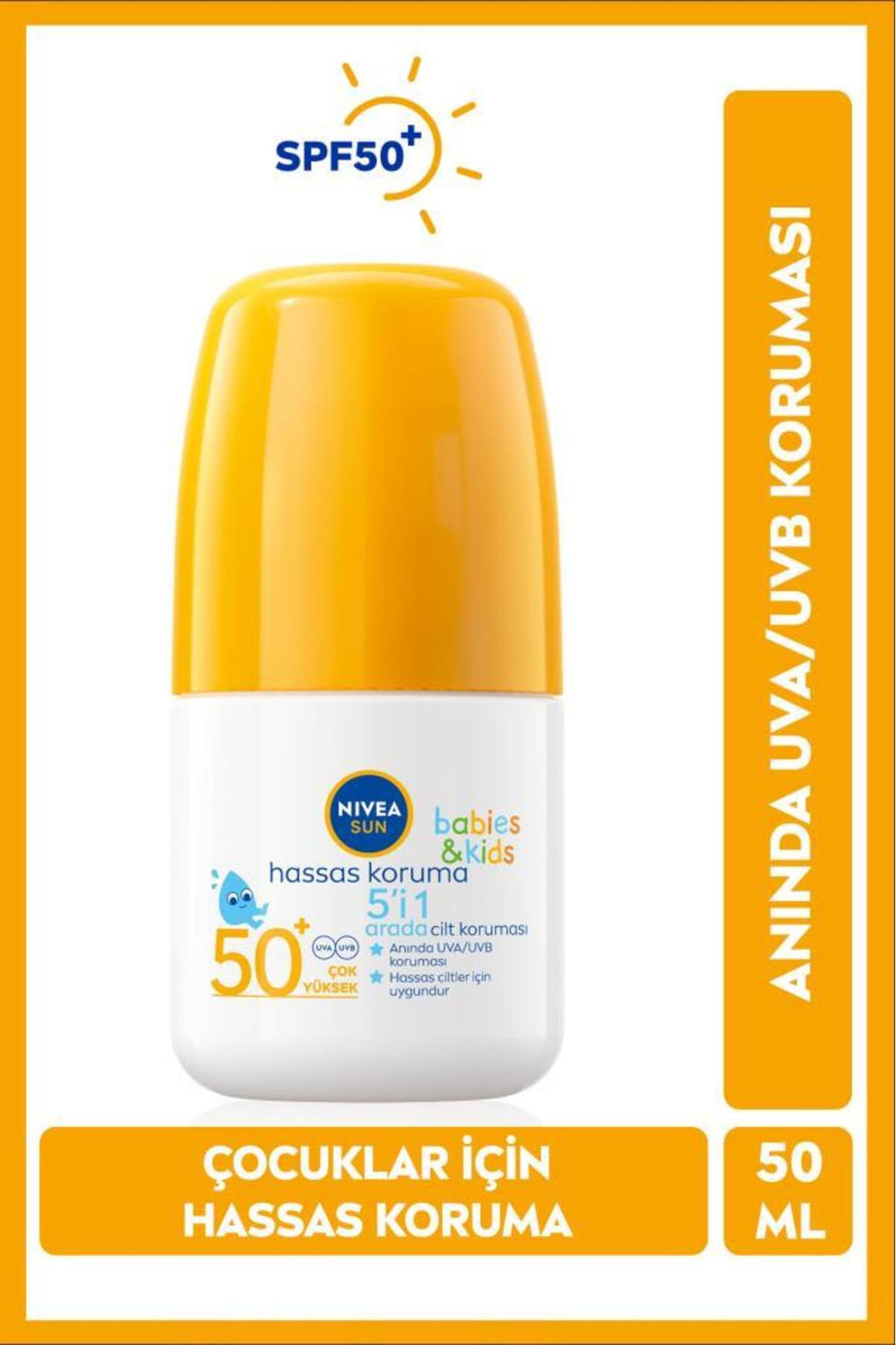 Nivea SUN SPF 50+ Sensitive Protection for Baby and Child Sunscreen Roll-on 50ml, Water Resistant, Sensitive Skin
