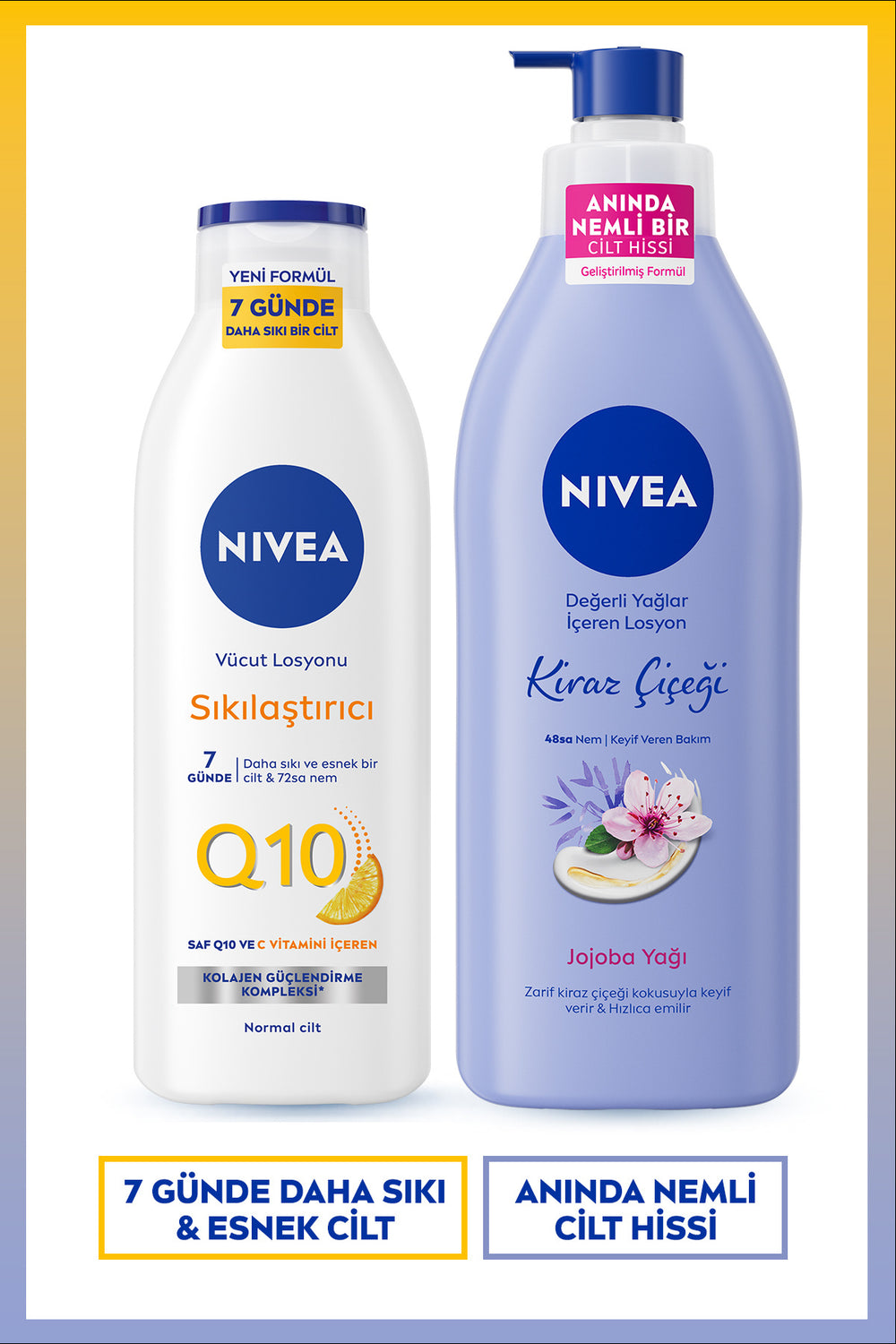 Nivea Q10 Firming Vitamin C Body Lotion 250ml and Moisturizing Cherry Blossom Body Lotion 400ml