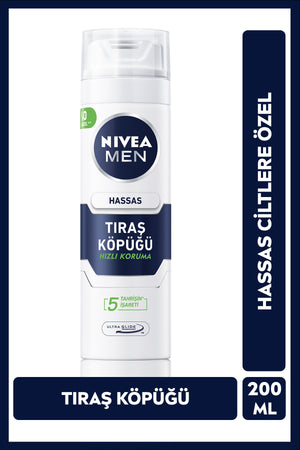 Nivea MEN Men's Shaving Foam 200ml, Sensitive Skin, Fast Protection, Relaxing, Comfortable Shaving Experience